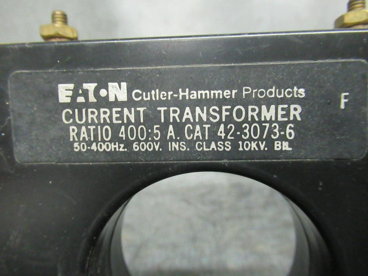 Used EATON CURRENT TRANSFORMER 42-3073-6 RATIO: 400:5 A 50-400 HZ **WARRANTY**