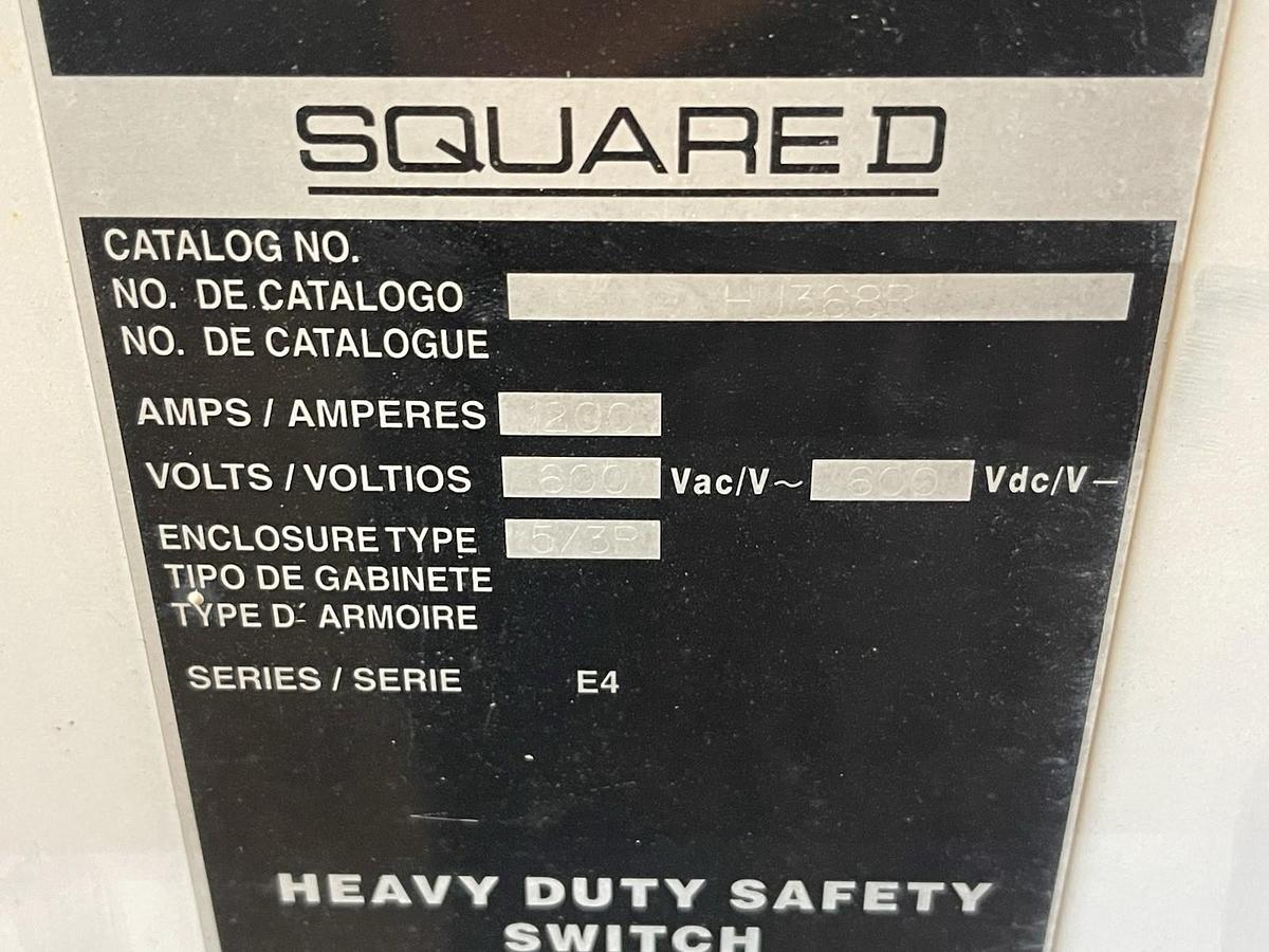 Used SQUARE D HEAVY DUTY SAFETY SWITCH HU368R 1200 AMP 600 VOLT NEMA 3R/5 3-PHASE