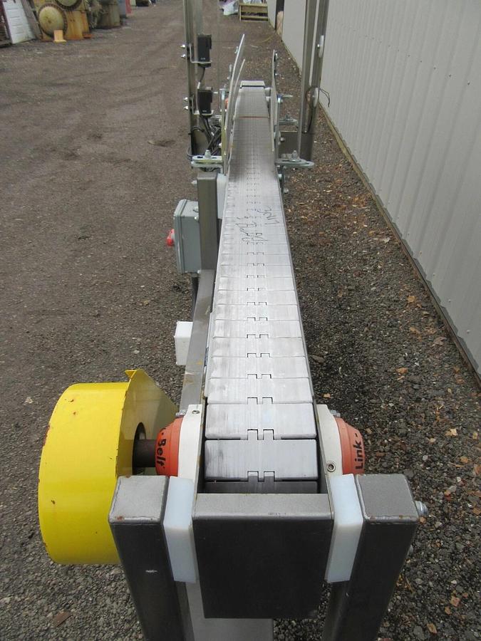 Used 4 1/2"  X 80" LONG SENTRY PLASTIC BELT BOTTLE CONVEYOR 1 HP 230/460 V 3 PH