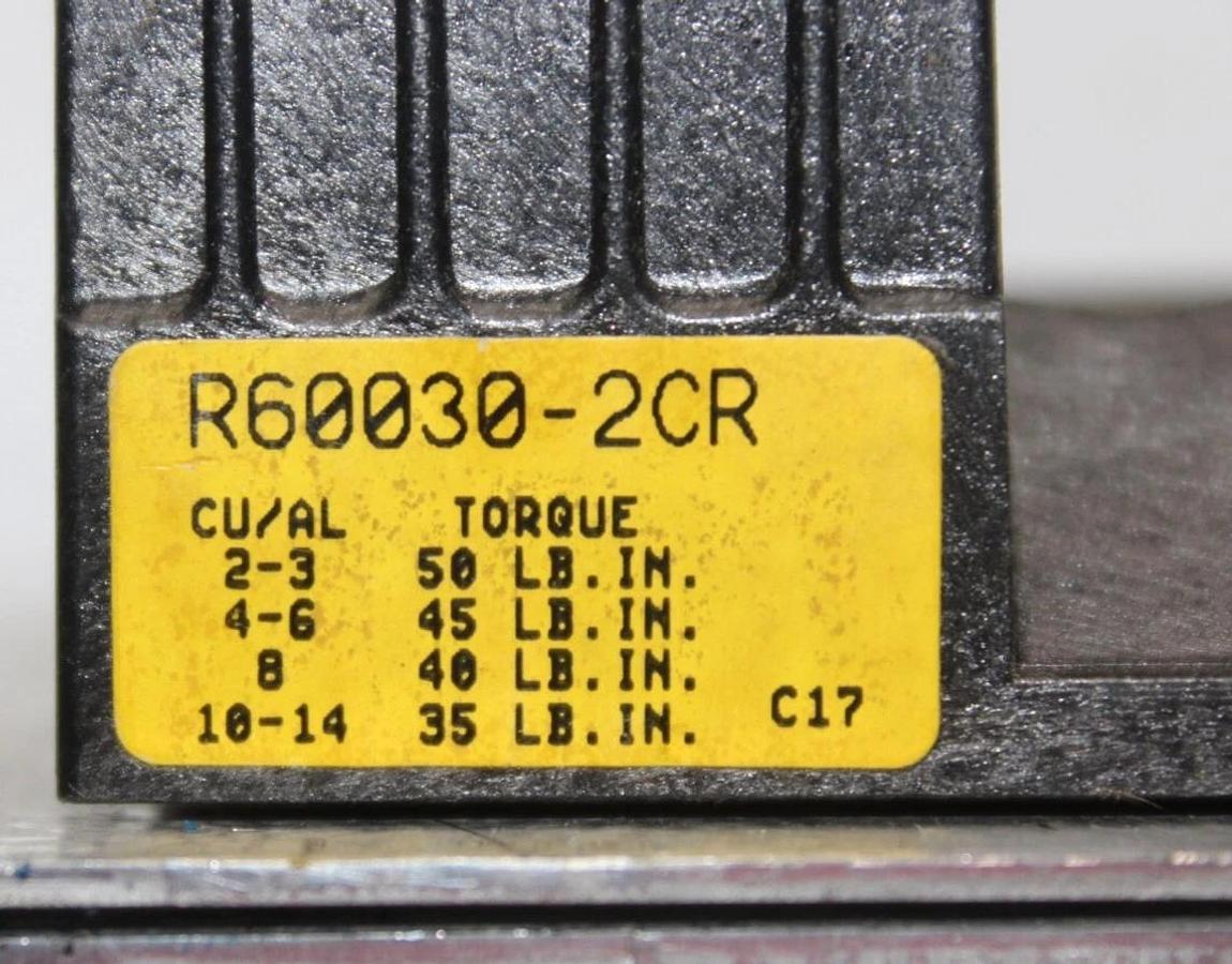 Used BUSS FUSE HOLDER R60030-2CR 600 VOLT 30 AMP FOR CLASS R FUSES *WARRANTY*