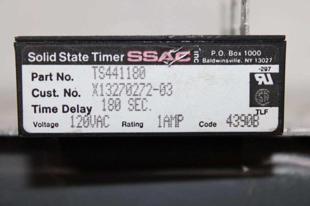 Used SSAC SOLID STATE TIMER TS441180 X13270272-03 1 AMP 120 VAC 180 SECOND DELAY