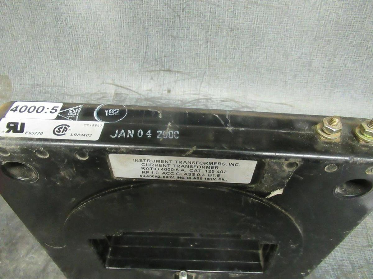 Used INSTRUMENT CURRENT TRANSFORMER 125-402 RATIO: 4000:5 **WARRANTY INCLUDED**