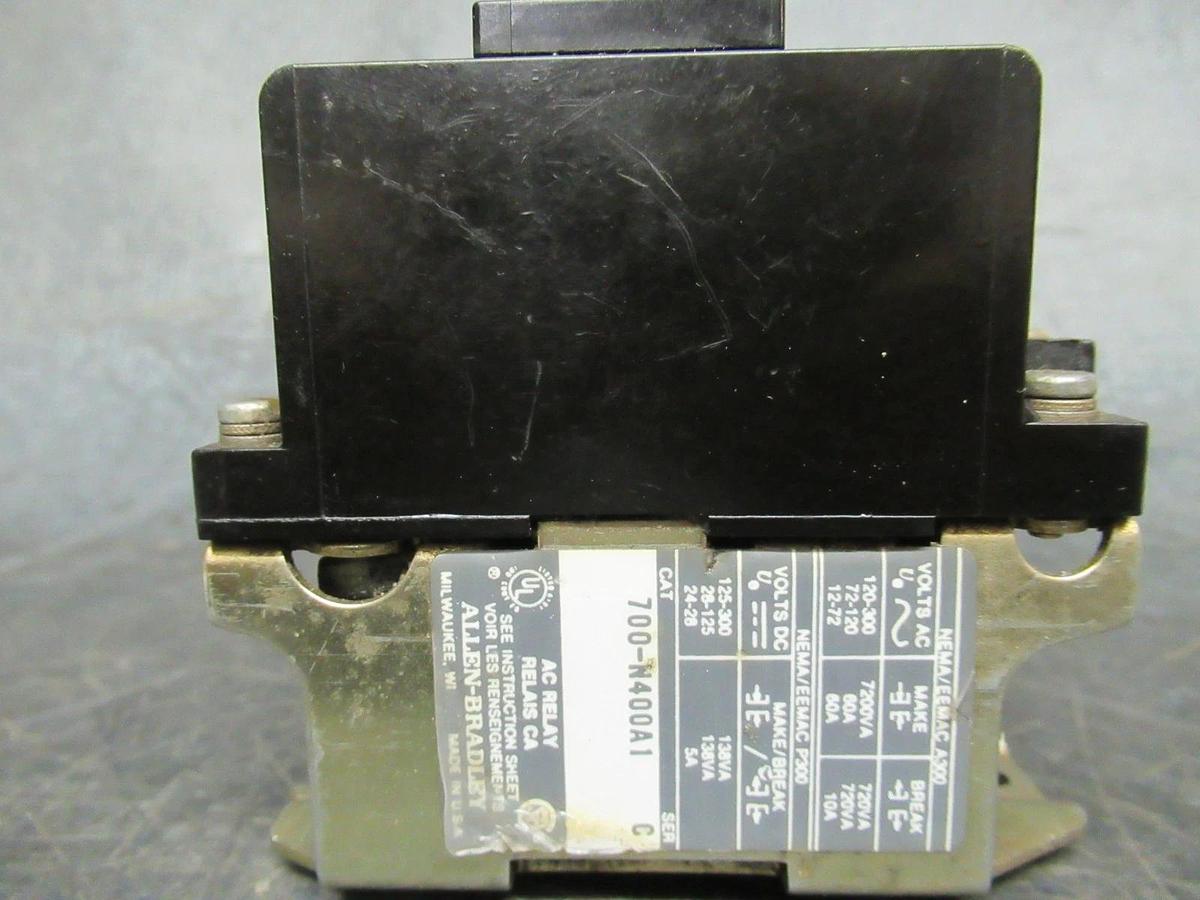 Used ALLEN-BRADLEY RELAY 700-N400A1 300V 7200VA COIL: 120V **WARRANTY**