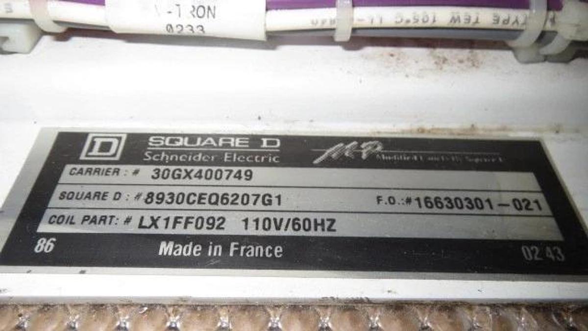 Used SQUARE D TELEMECANIQUE WYE DELTA CONTACTORS LC1-F115 30GX400749 8930CEQ6207G1