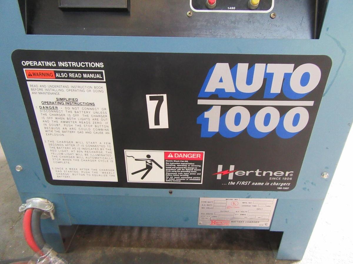 Used 24 VOLT HERTNER BATTERY CHARGER 73 AMPS 3SN12-380 208/240/480 V 3 PH 380 AH