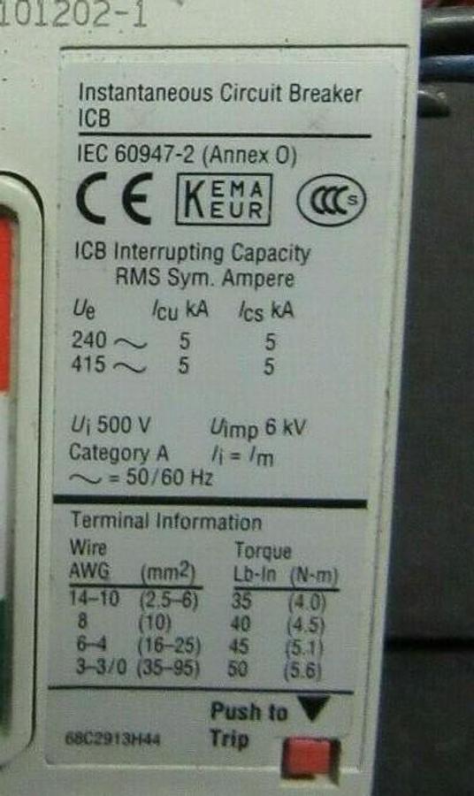 Used 50 AMP ALLEN BRADLEY BREAKER 140M-H8P-C50 SER. B 3 POLE 480 VAC **WARRANTY**