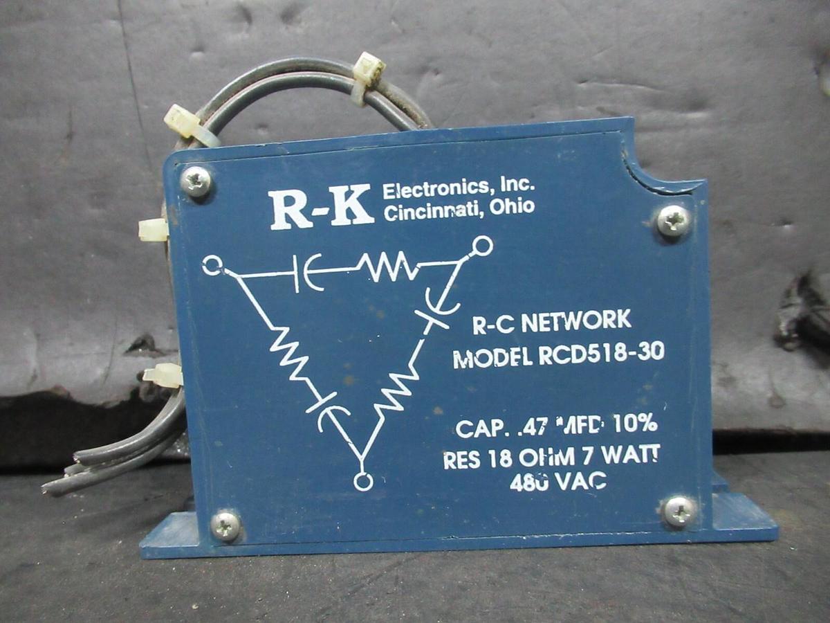 Used RK ELECTRONICS RC NETWORK RCD518-30 480 VAC 7 WATT 18 OHM **WARRANTY**