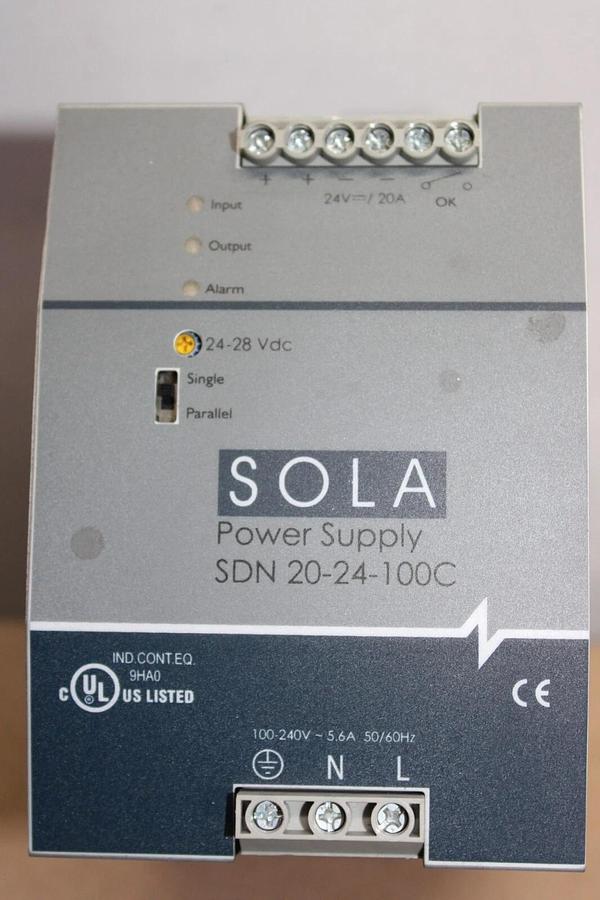 Used EMERSON SOLA POWER SUPPLY SDN-20-24-100C PH13110074 500 VDC 0.2 AMP **WARRANTY**
