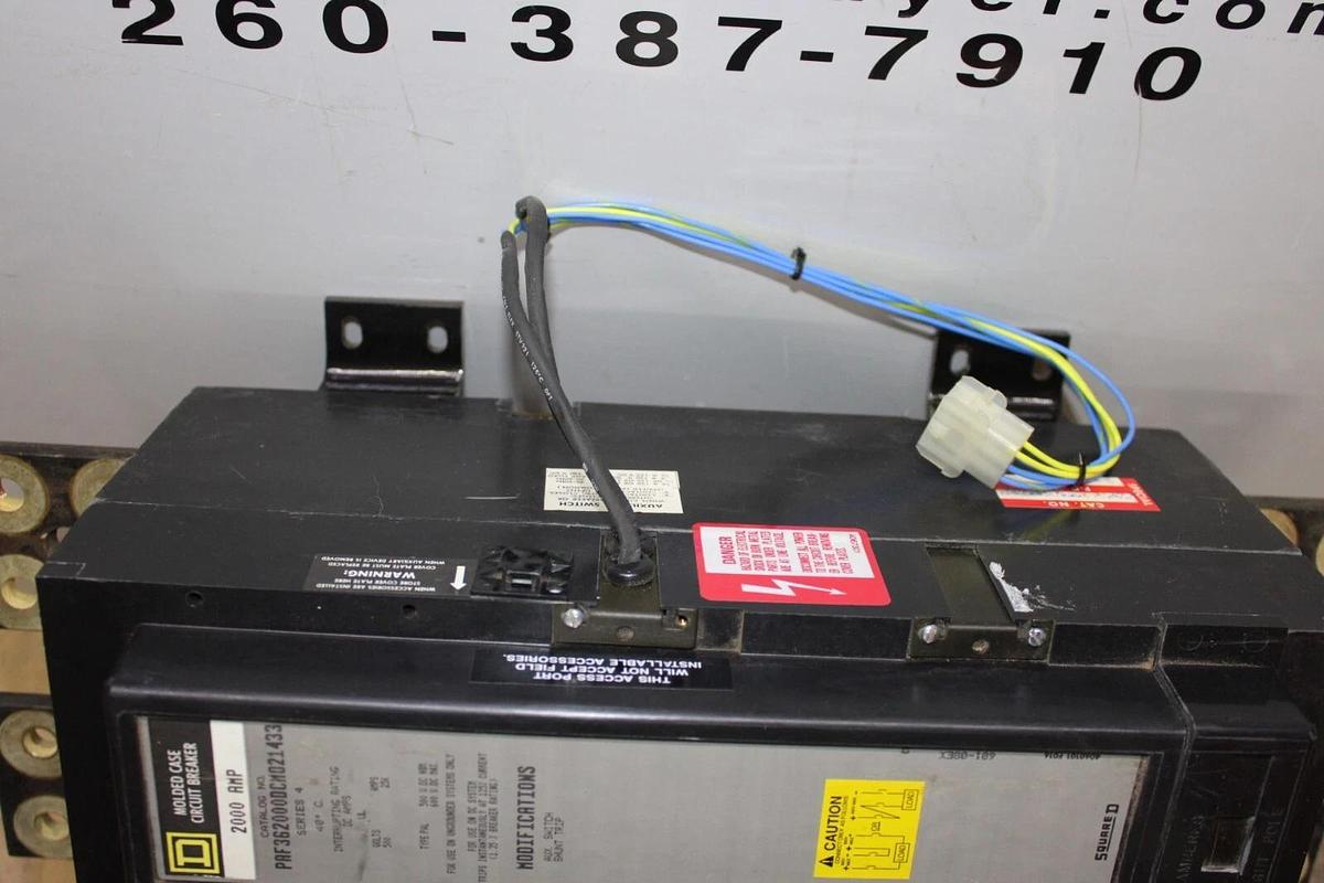 Used SQUARE D DC CIRCUIT BREAKER PAF362000DCM021433 W/ AUX. SWITCH & SHUNT TRIP