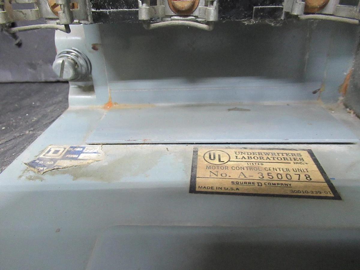Used SQUARE D MCC MOTOR CONTROL DUAL FEEDER 17" MODEL 4 NO FUSES WITH DISCONNECTS