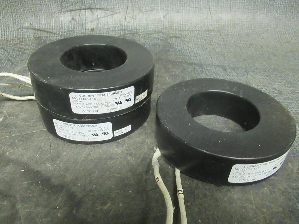 Used WICC LTD CURRENT TRANSFORMER 700:1 MW1143-1-L18 50-400 HZ **WARRANTY**