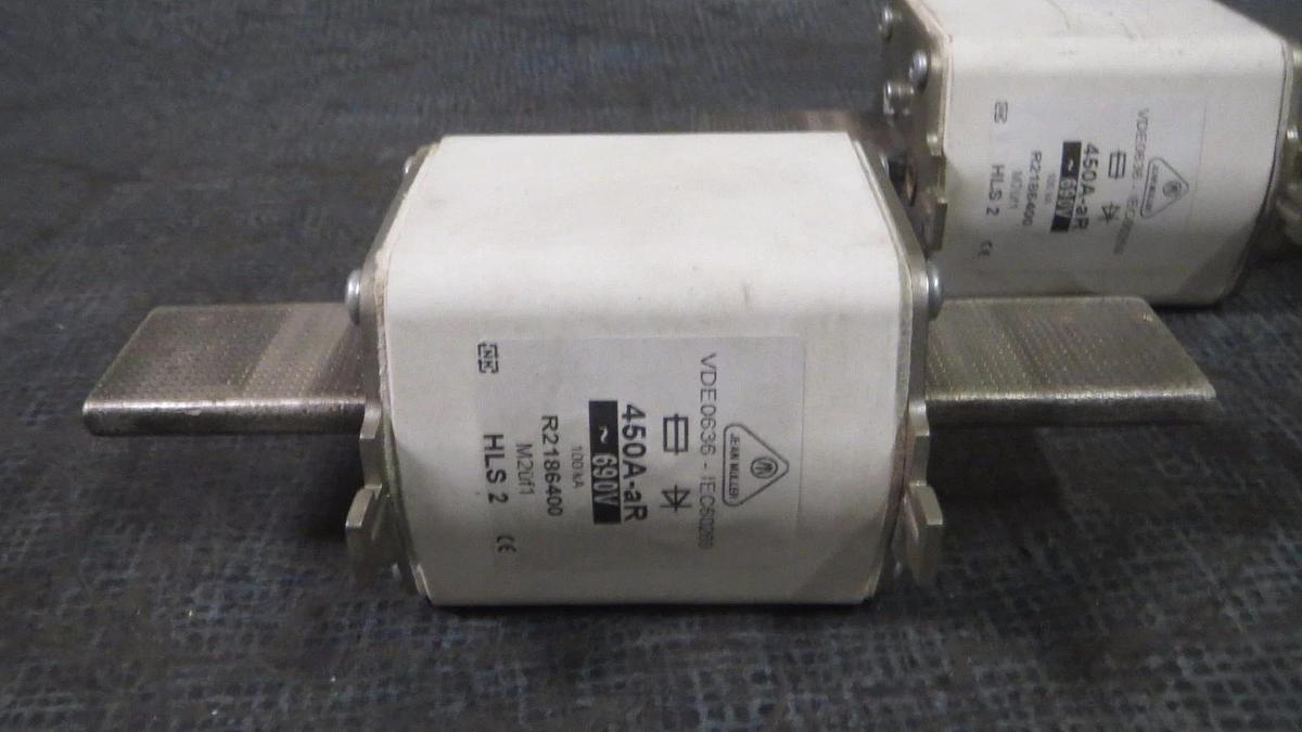 Used JEAN MULLER (1) HLS 2 FUSE 450 AMP 690V 100 KA R2186400 VDE636 **WARRANTY**
