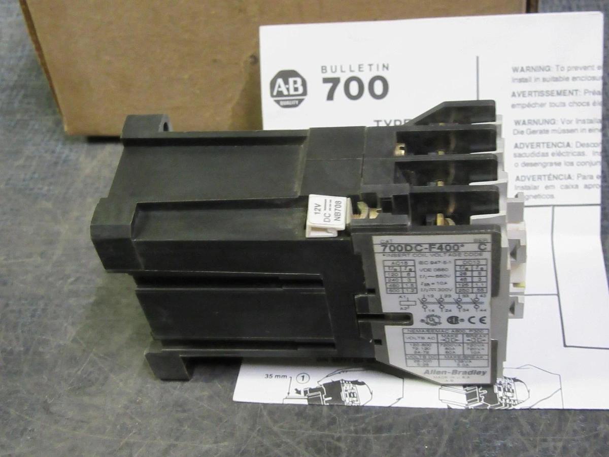 Used NEW ALLEN BRADLEY NIB 700 DC-F CONTACTOR 700DC-F400Z12 SERIES C 12VDC 10A
