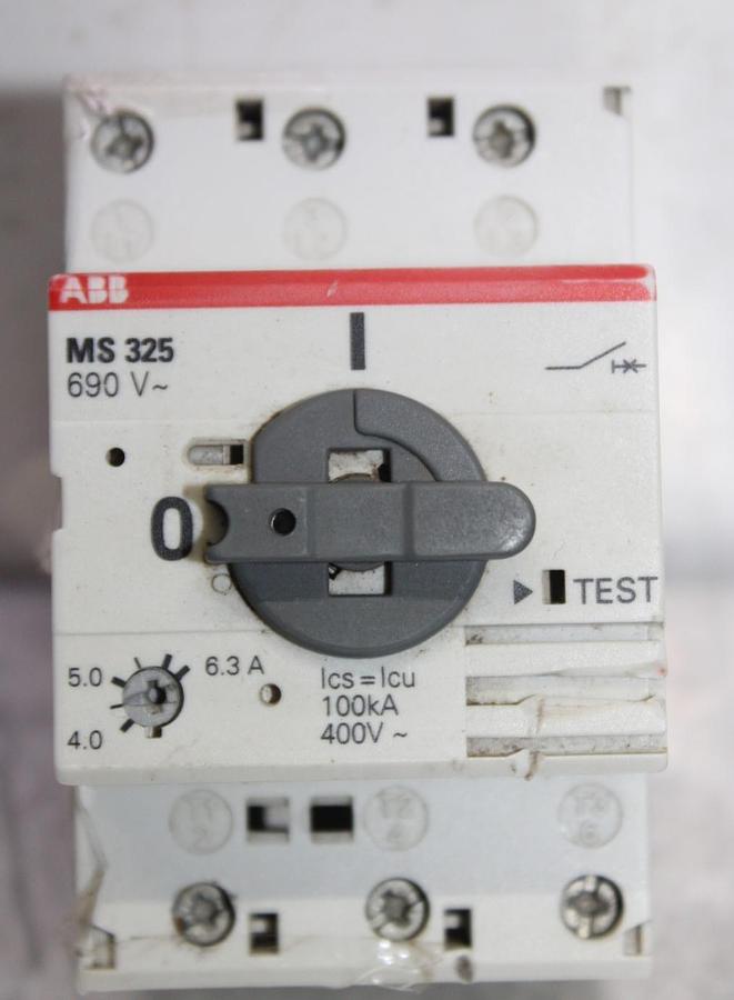 Used ABB MANUAL MOTOR STARTER MS325 4-6.3 AMP 600 VAC 3-PHASE 5 HP **WARRANTY**