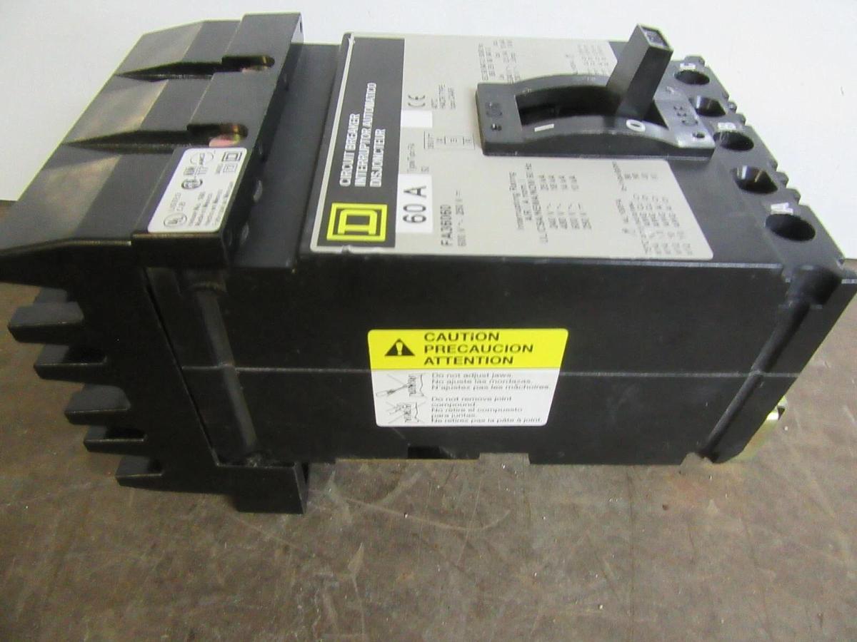 SQUARE D I-LINE BREAKER FA36060 3-POLE 60 AMP 600 VAC W/ LUGS **WARRANTY**