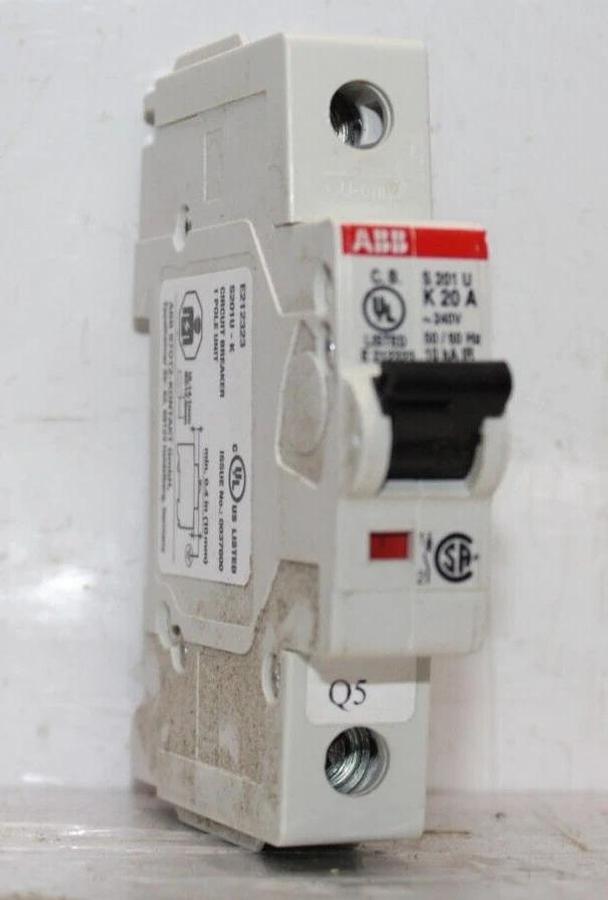 Used ABB CIRCUIT BREAKER S201U-K20A 240 VAC 1-POLE **WARRANTY INCLUDED**