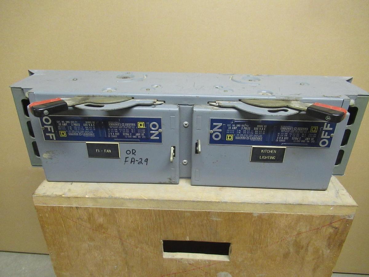Used SQUARE D QMB SAFLEX SWITCH UNIT QMB-362-T1 30A 600VAC 3 POLE SER. D2 3PHASE 20HP
