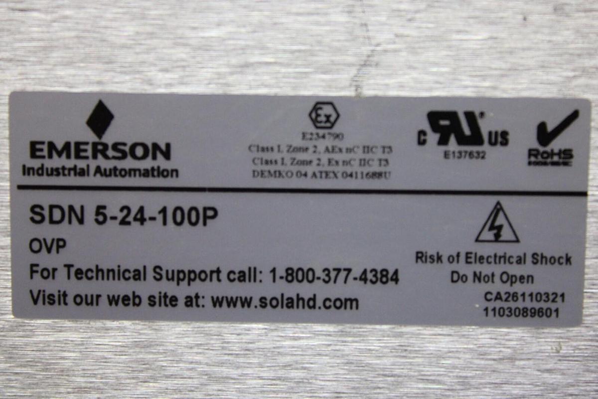 Used EMERSON SOLA POWER SUPPLY SDN-5-24-100P 230 VAC 2.2 AMP **WARRANTY**