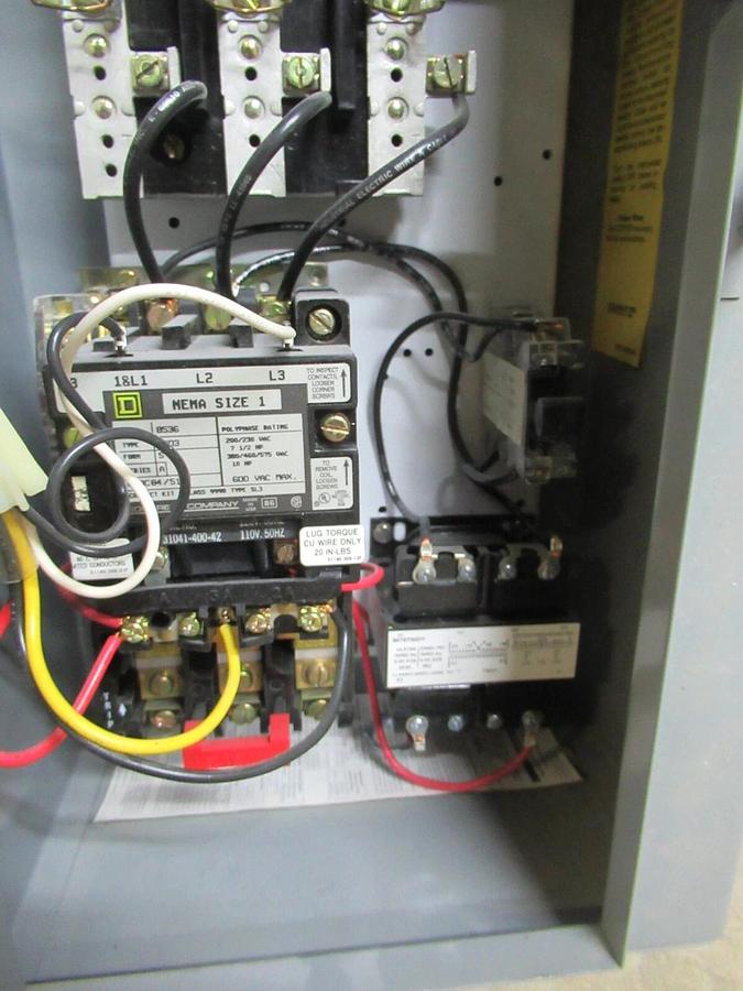 Used SQUARE D NEMA SIZE 1 COMBINATION COMBO BOX 8538SCG13 30 AMP 10 HP 600 VAC
