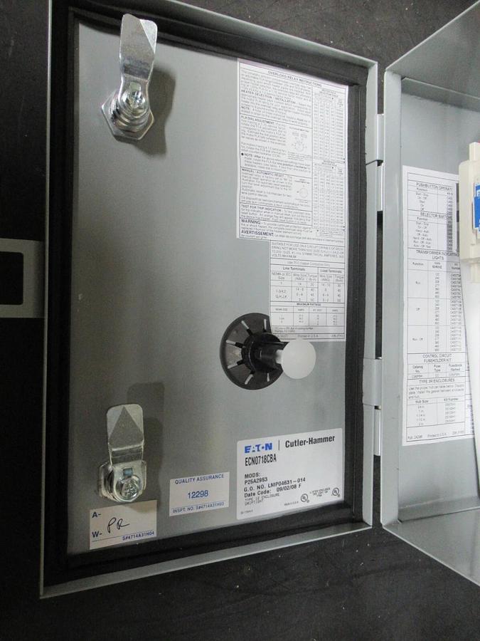 EATON COMBINATION STARTER ECN0718CBA NEMA: 12 W/ AN16DN0 27 AMP NEMA SIZE 1