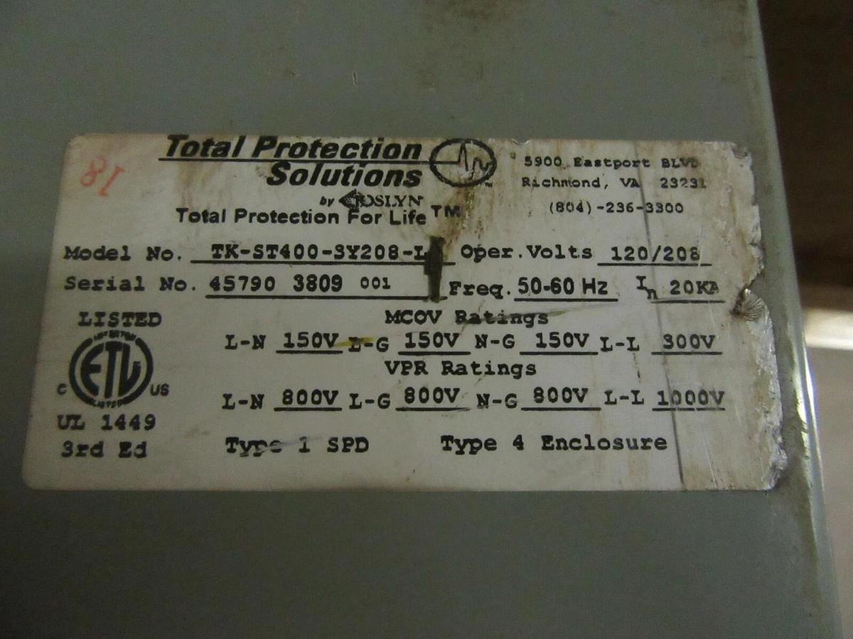 Used JOSLYN TOTAL PROTECTION TK-ST400-SY208-L