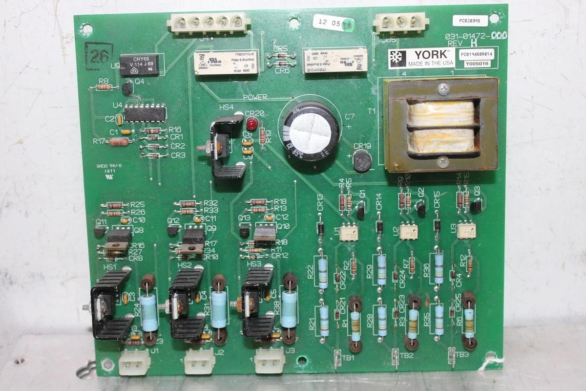 Used YORK CHILLER SCR LOGIC TRIGGER CIRCUIT BOARD 031-01472-000 REV. H **WARRANTY**