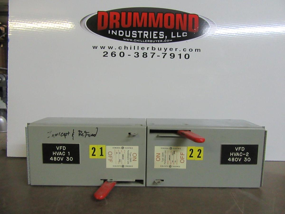 Used GE TWIN QMR PANELBOARD FUSIBLE DISCONNECT QMR361 30 AMP 600 VAC 20 HP