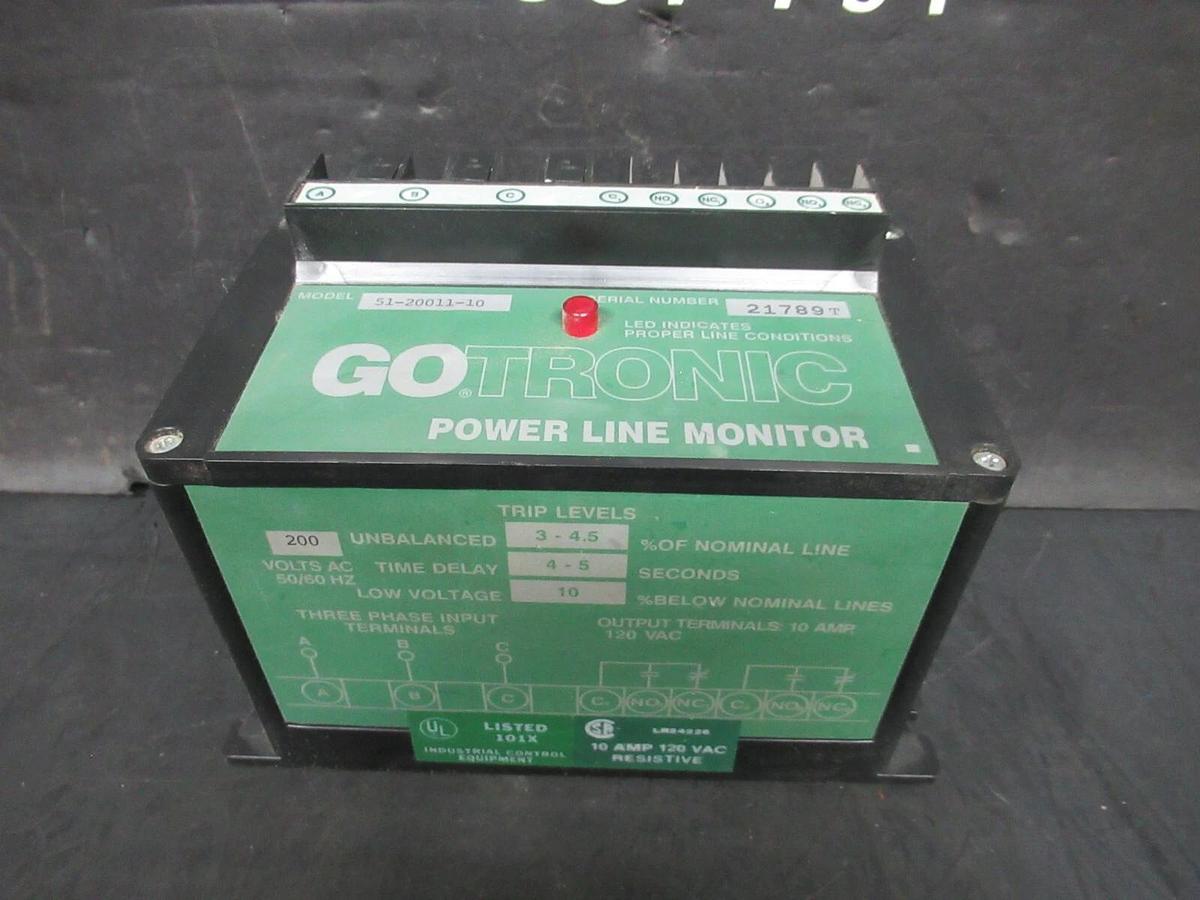 Used TRANE GOTRONIC POWER LINE MONITOR 51-20011-10 10 AMP 120 VAC **WARRANTY**