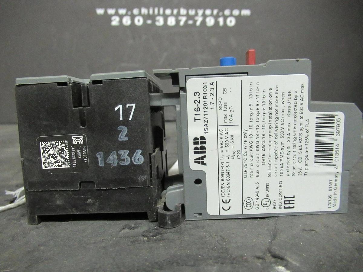 Used ABB STARTER B7-30-10 16 AMP 600 VAC 5 HP W/ T16-2.3 MANUAL MOTOR STARTER