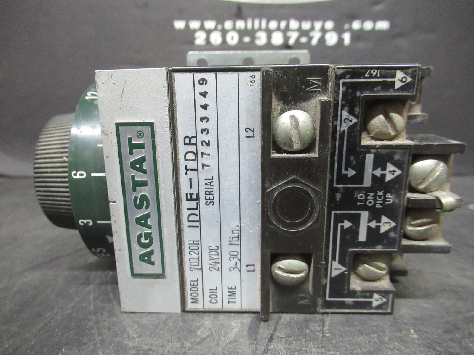 Used AGASTAT TIME DELAY RELAY 3-30 MINUTES 7012OH 24 VDC VOIL 600 VAC 10 AMP