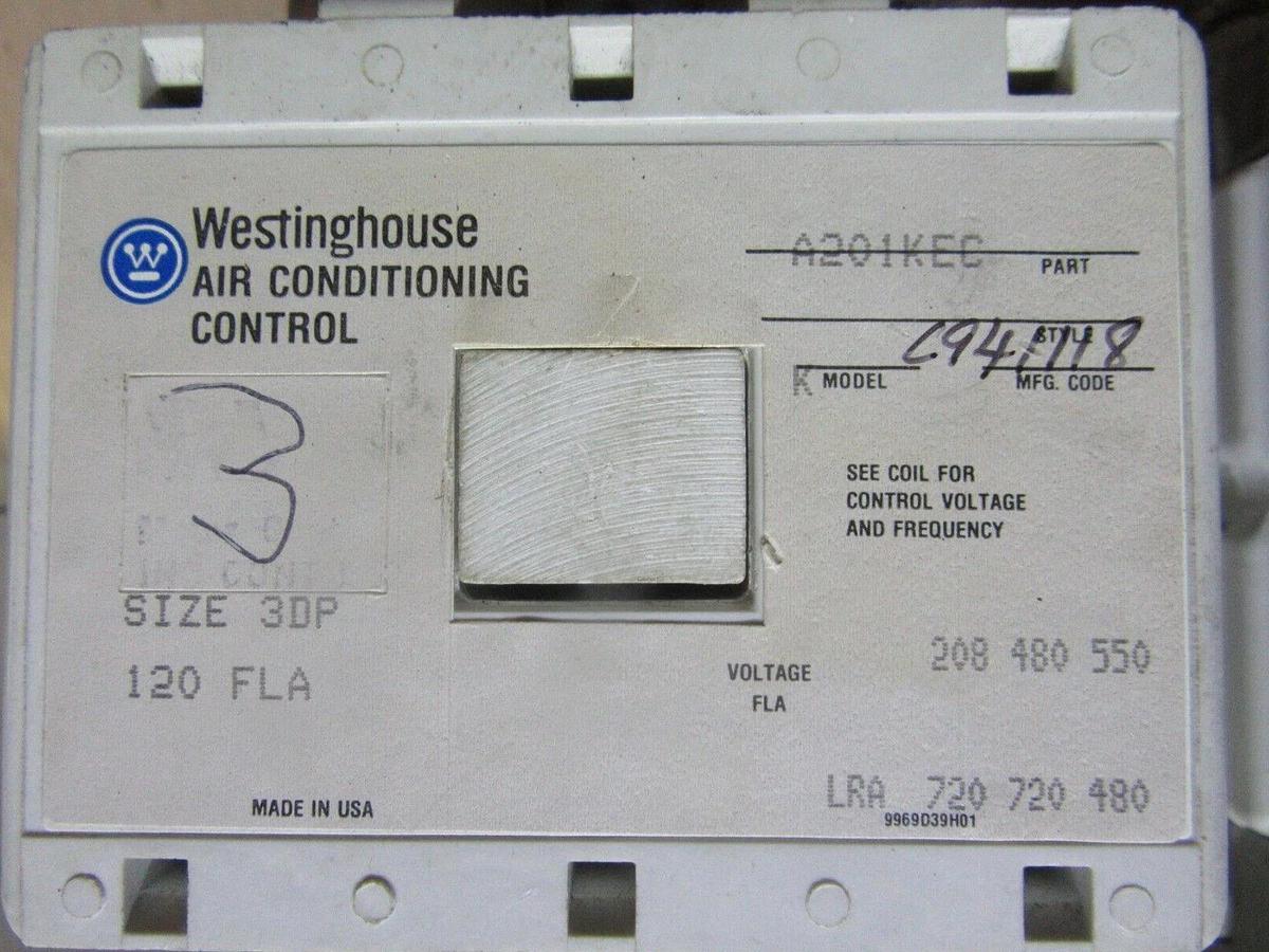 Used WESTINGHOUSE REVERSING CONTACTOR A201KEC 120 AMP 600 VOLT COIL: 110/120 VOLT