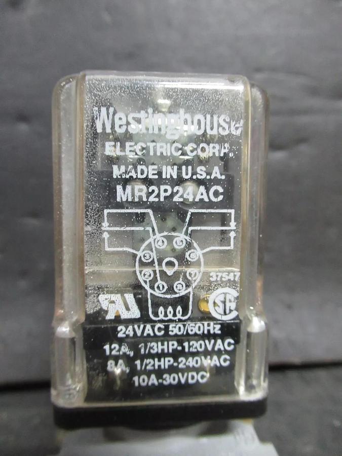 Used WESTINGHOUSE RELAY MR2P24AC 240 VAC 12 AMP 1/2 HP COIL: 24 VAC **WARRANTY**