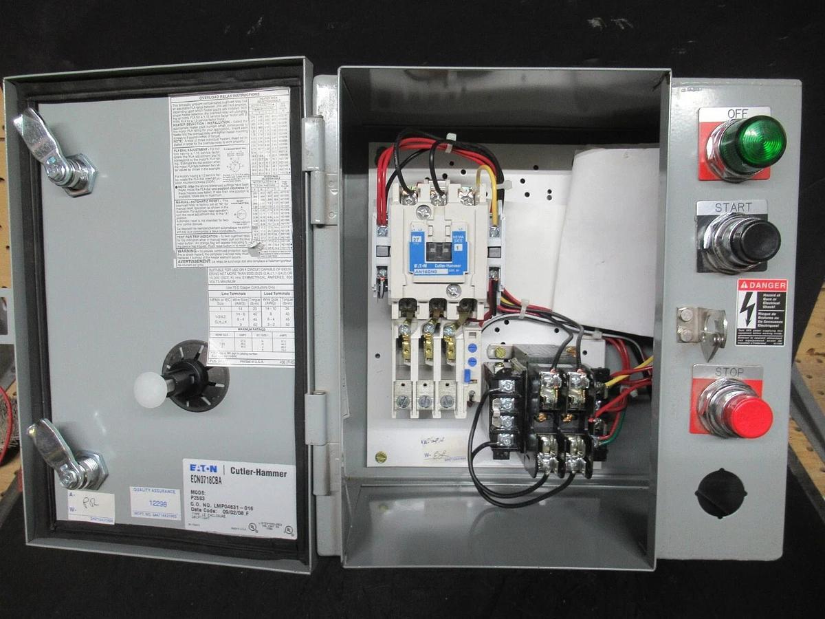 EATON COMBINATION STARTER ECN0718CAB TYPE: 12 W/ AN16DN0 27 AMP 600 VAC