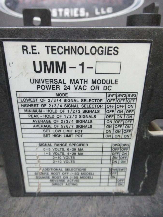 Used RE TECHNOLOGIES UNIVERVAL MATH MODULE UMM-1 10 VOLT 20 MA **WARRANTY**
