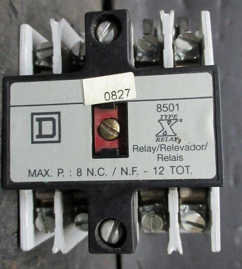 Used SQUARE D INDUSTRIAL CONTROL RELAY 8501X030 SER. A COIL: 110/120 VAC