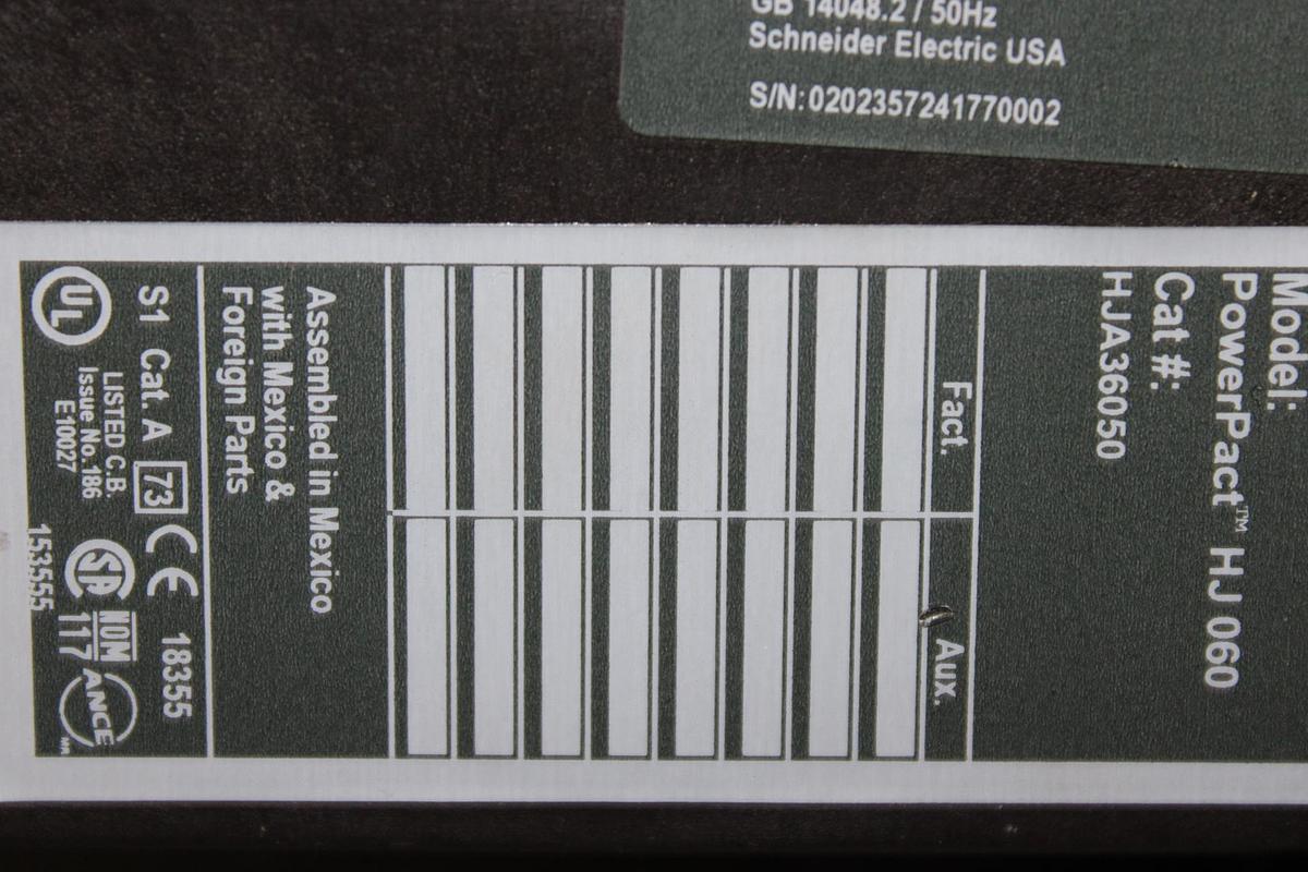 Used SQUARE D POWERPACT I-LINE CIRCUIT BREAKER HGA36030 30 AMP 600 VAC 3-POLE