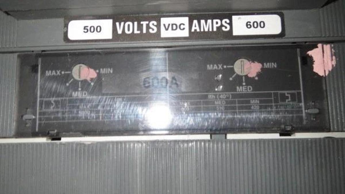 Used ABB D/C BREAKER SACE S6 600 AMP, 600 VAC 500 VDC W/ 600 AMP TRIP, 2 POLE
