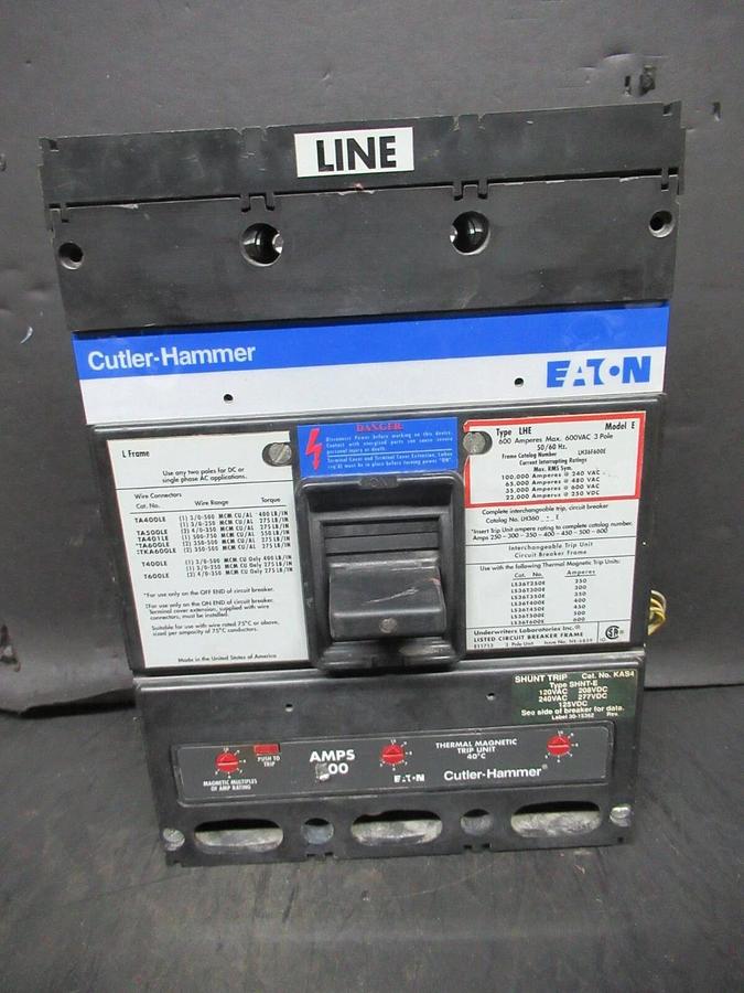 Used 600 AMP EATON CIRCUIT BREAKER LH36F600E 600 VAC 3-POLE 50/60 HZ **WARRANTY**