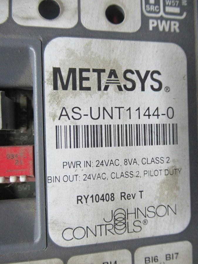 Used JOHNSON CONTROLS METASYS UNITARY CONTROLLER AS-UNT-1144-0 24 VAC 8 VA CLASS 2