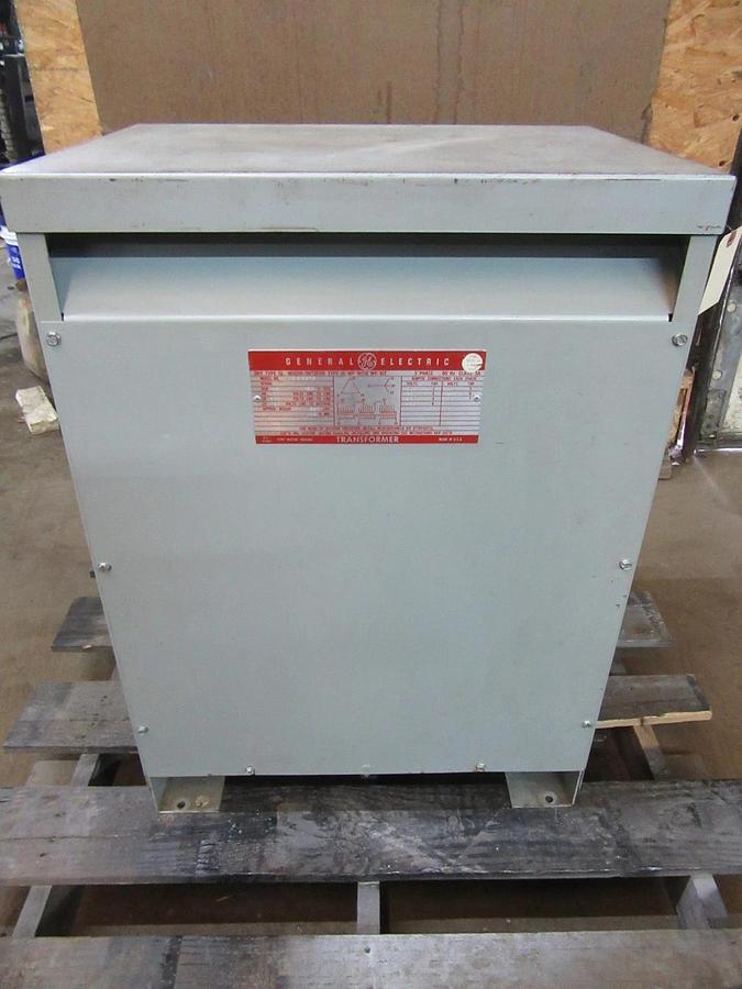 Used 45 KVA GE TRANSFORMER 3 PHASE 480 V PRIMARY TO 208Y/120 V SECONDARY 9T23H3873