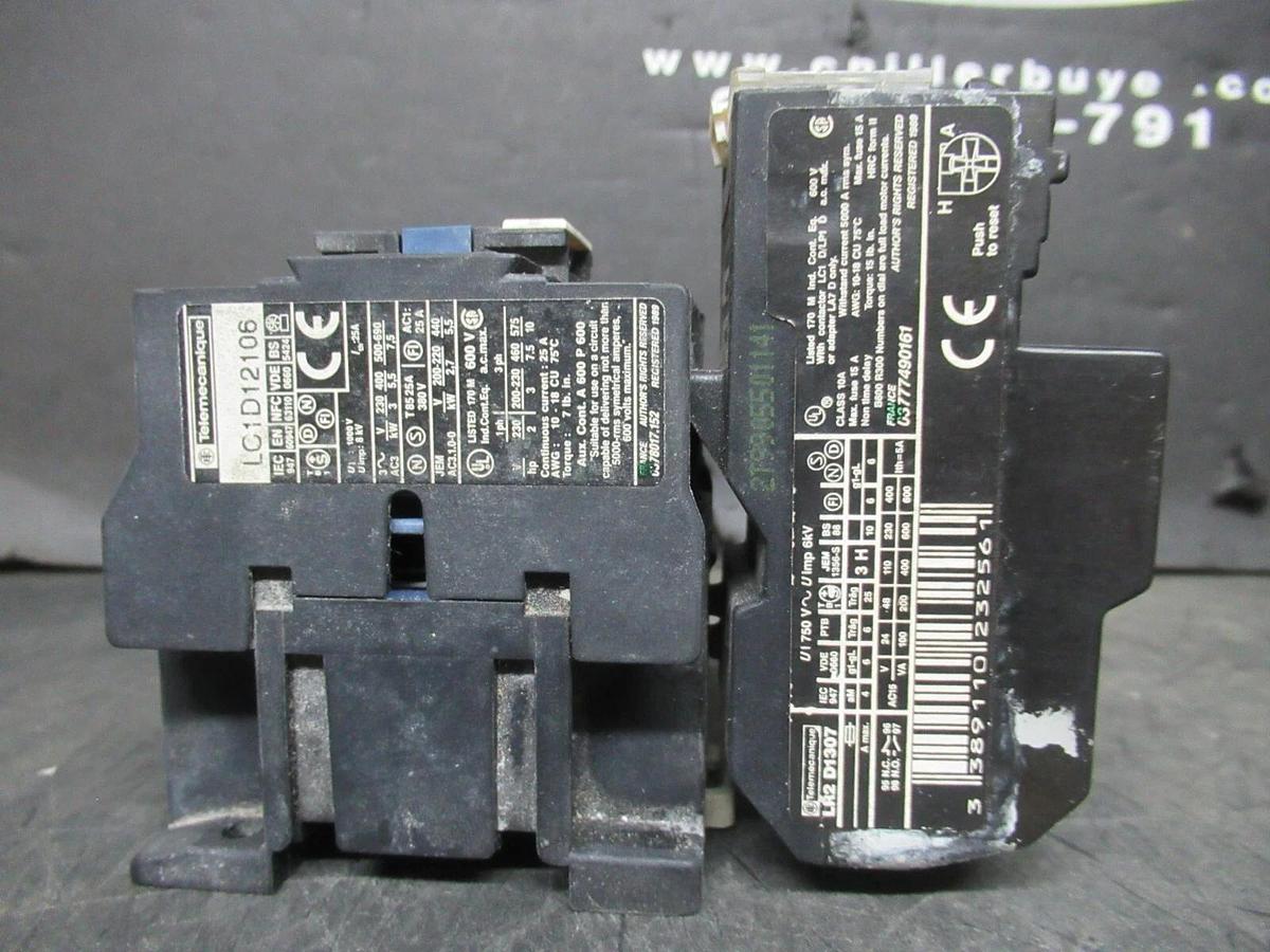 Used TELEMECANIQUE STARTER LC1D1206 W/ OVERLOAD RELAY LR2-D1307 **WARRANTY INCLUDED**