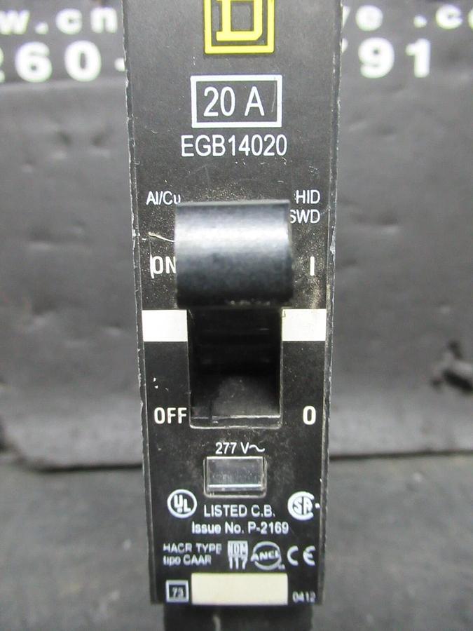 Used SQUARE D SINGLE POLE BREAKER EGB14020 20 AMP 277 VAC **WARRANTY INCLUDED**
