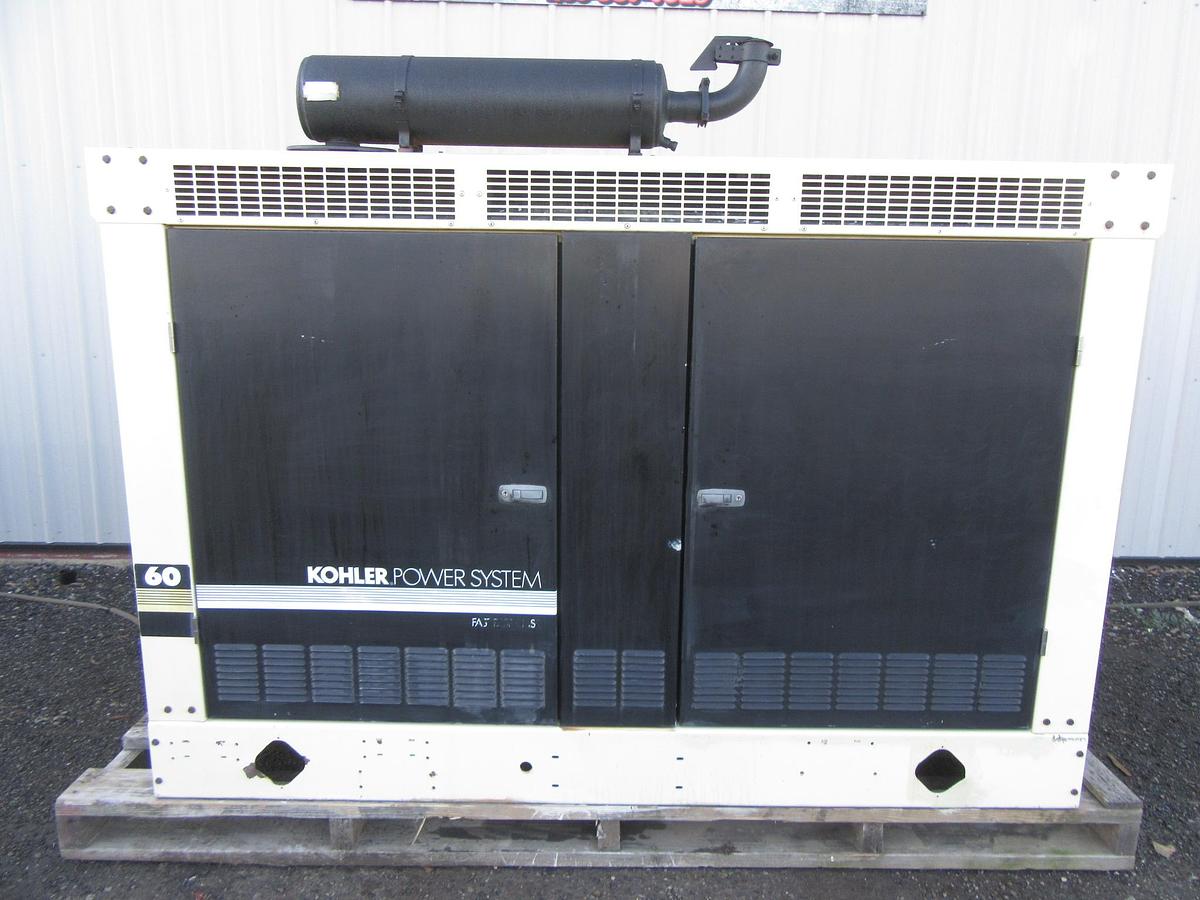 Used 60 KW PROPANE / NAT GAS GENERATOR KOHLER 120/240V 45RZG ENCLOSED VIDEO