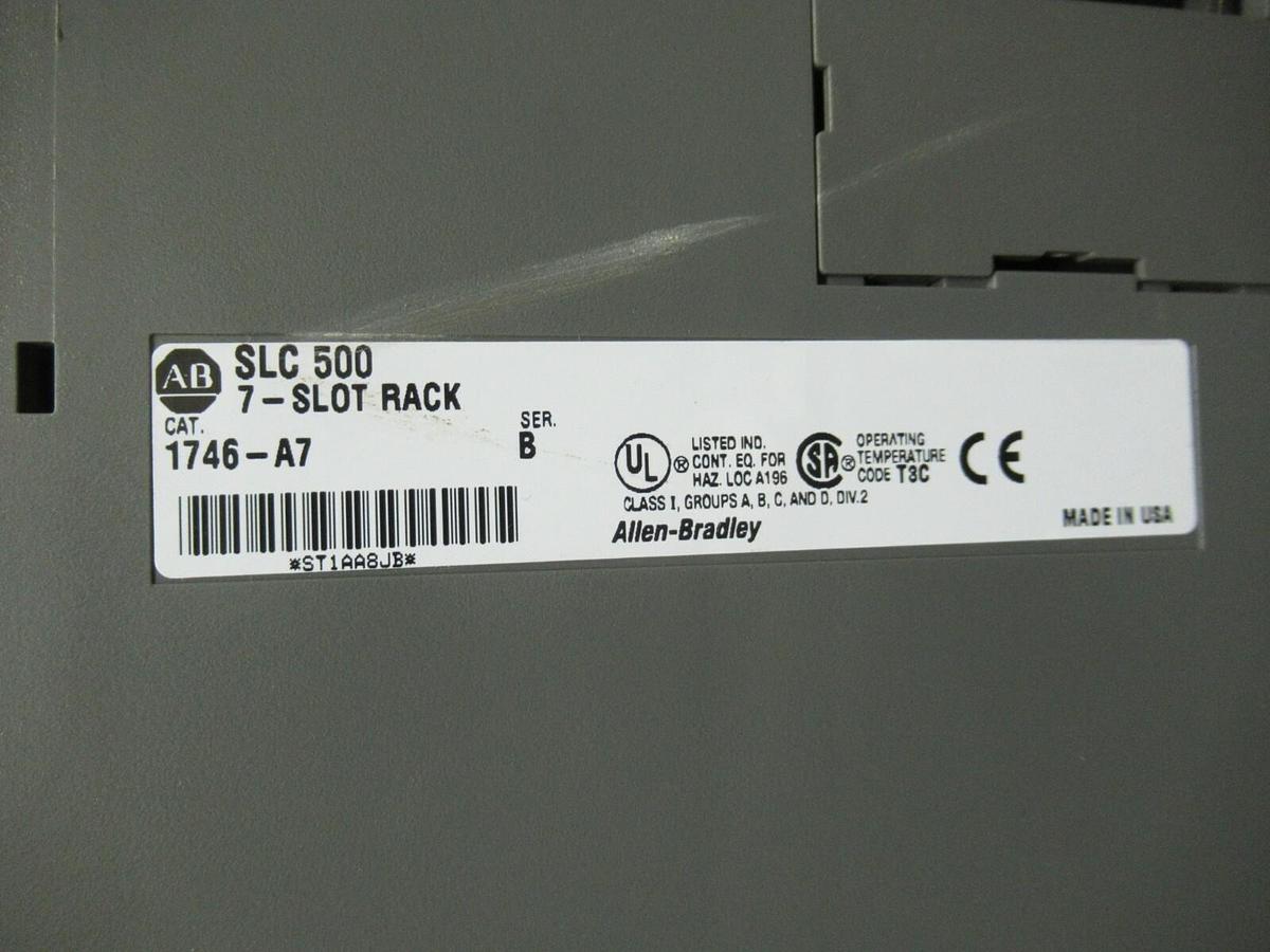 Used ALLEN BRADLEY SLC 500 POWER SUPPLY 1746-P2 SER. C W/ 1746-A7 SER.B 7 SLOT RACK