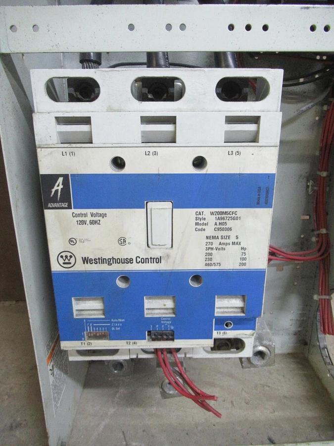 Used CUTLER HAMMER MOTOR STARTER CONTROL 35" W/ W200M5CFC NEMA SIZE 5 250 AMP 600 VAC