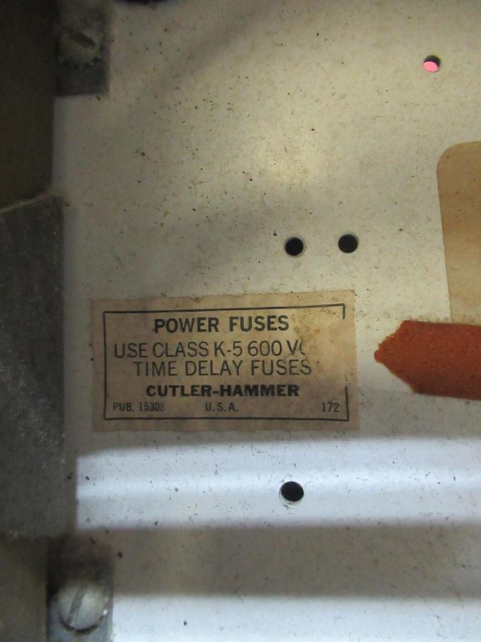 Used ALLEN BRADLEY MOTOR CONTROL BUCKET 12" NEMA SIZE 0 STARTER 509-A0D 600 V 18 AMP