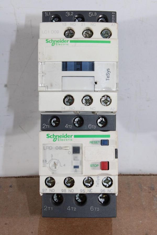 Used SCHNEIDER STARTER LC1D09 25 AMP 600 VAC 7.5 HP W/ LRD-08 *WARRANTY*