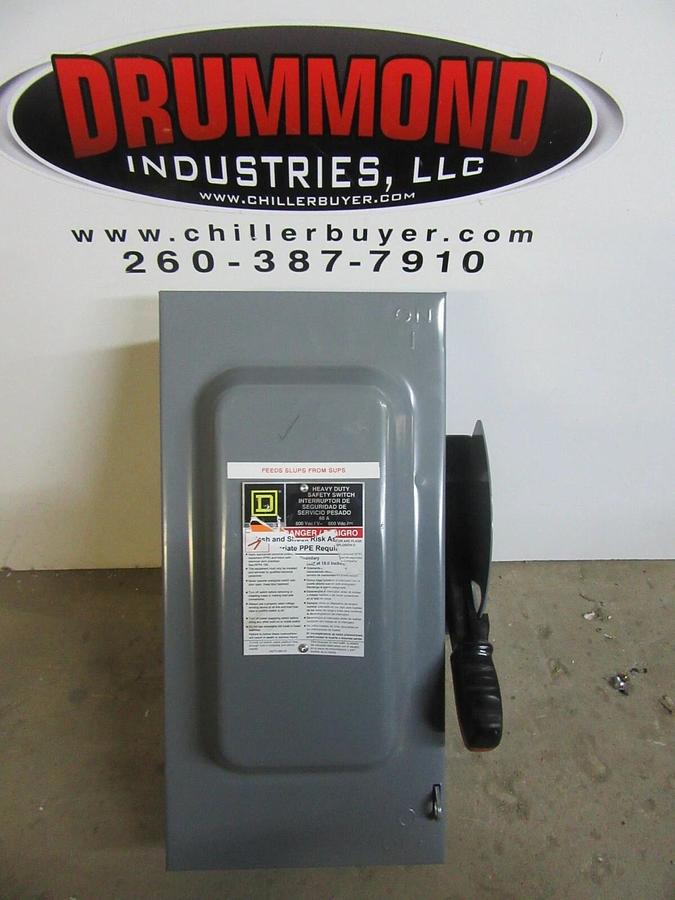 Used SQUARE D HEAVY DUTY SAFETY SWITCH H362 600 VOLT 60 AMP TYPE 1 ENCLOSURE