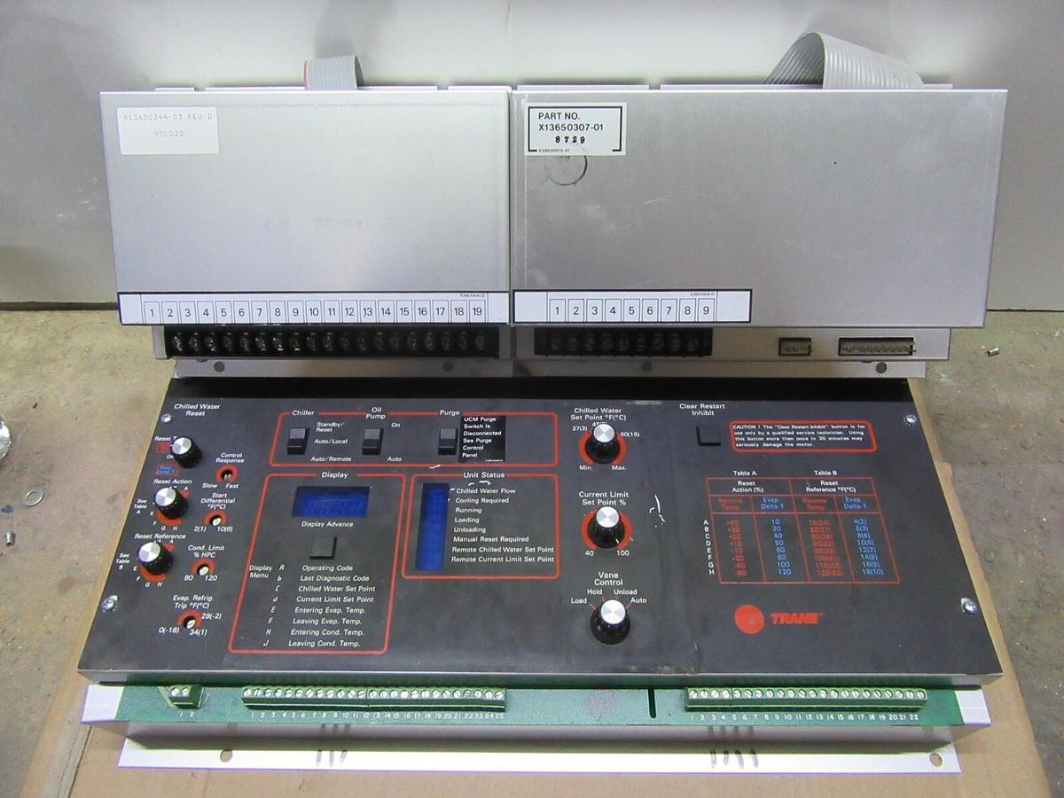 Used TRANE CHILLER CONTROL MODULE X13650309-05 W/ X13650344-03 & X13650307-01