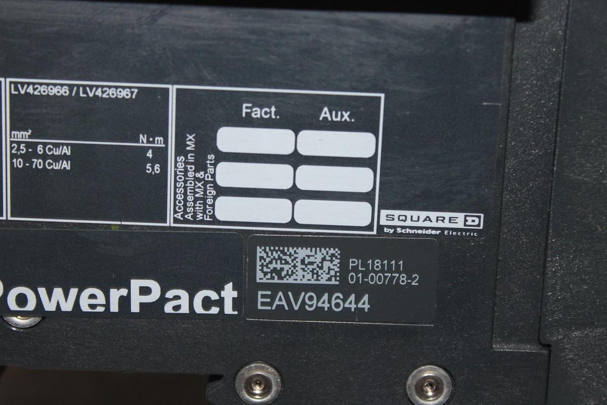 Used SQUARE D I-LINE CIRCUIT BREAKER FA34100 SERIES 2 100 AMP 480 VAC 3-POLE